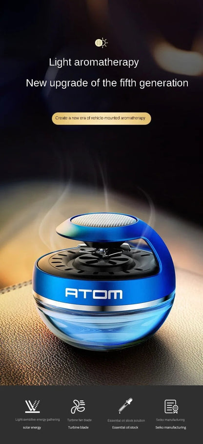 Solar Power Round Car Aroma Diffuser, Air Freshener, Dashboard Decoration With Perfume