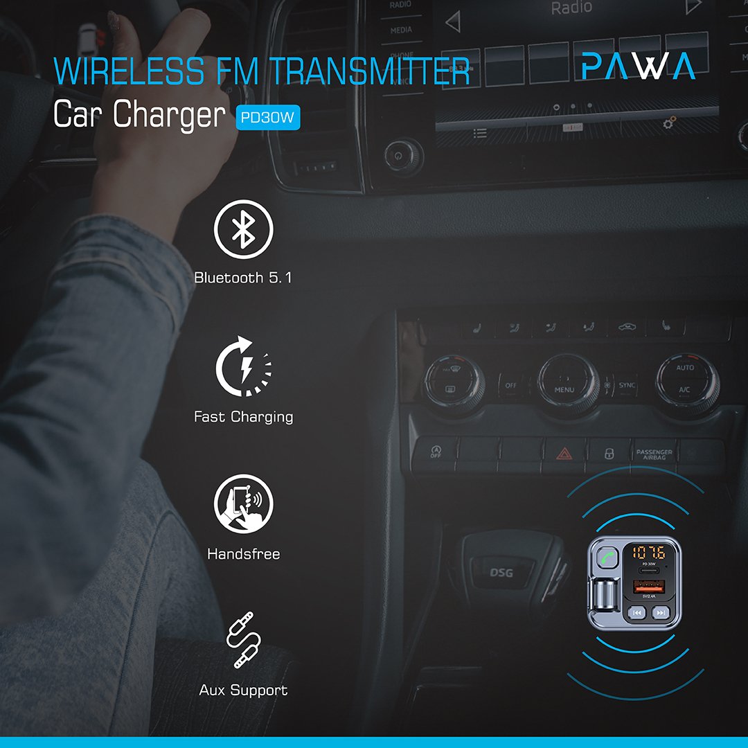 Wireless FM Transmitter & Car Charger PD30W