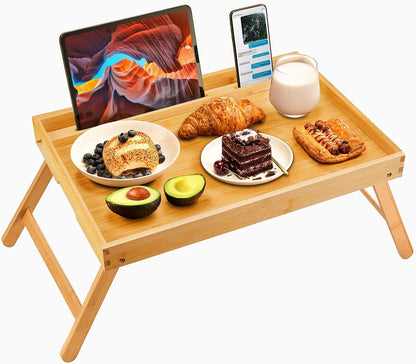 Bamboo Bed Tray Table / طاولة صينية سرير من الخيزران