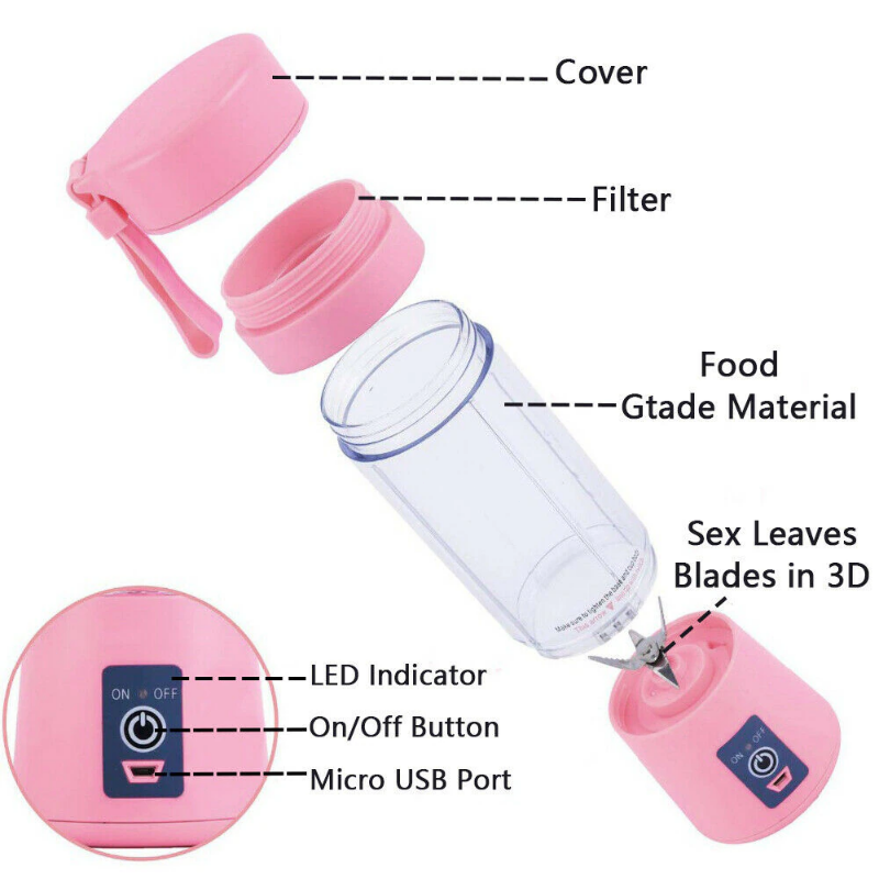 Portable juicer blender bottle /زجاجة خلاط عصير محمولة