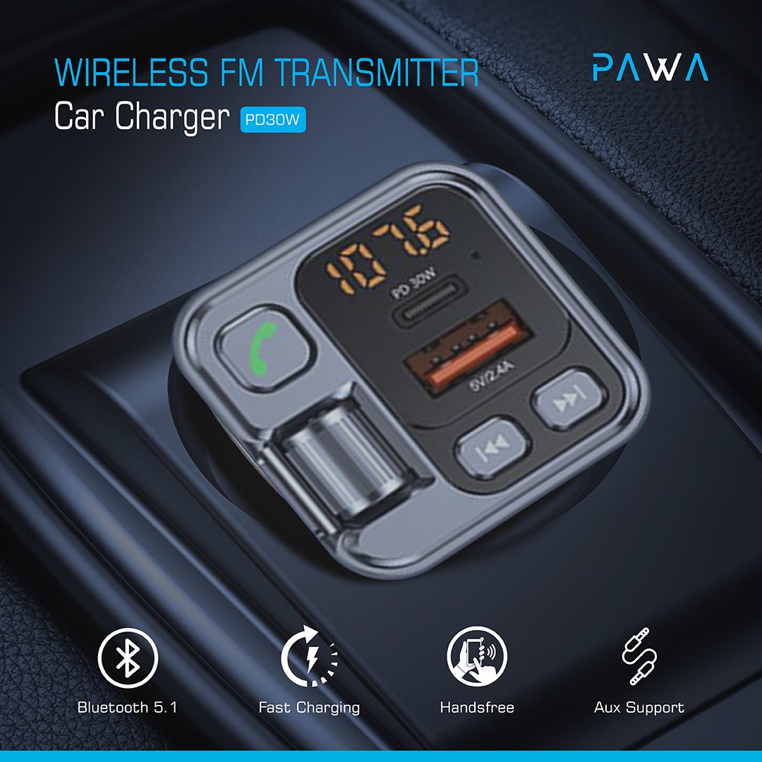 Wireless FM Transmitter & Car Charger PD30W