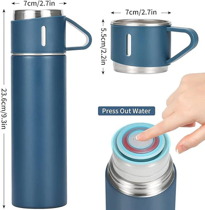 500ml stainless Vacuum Flask Set with 3 cups